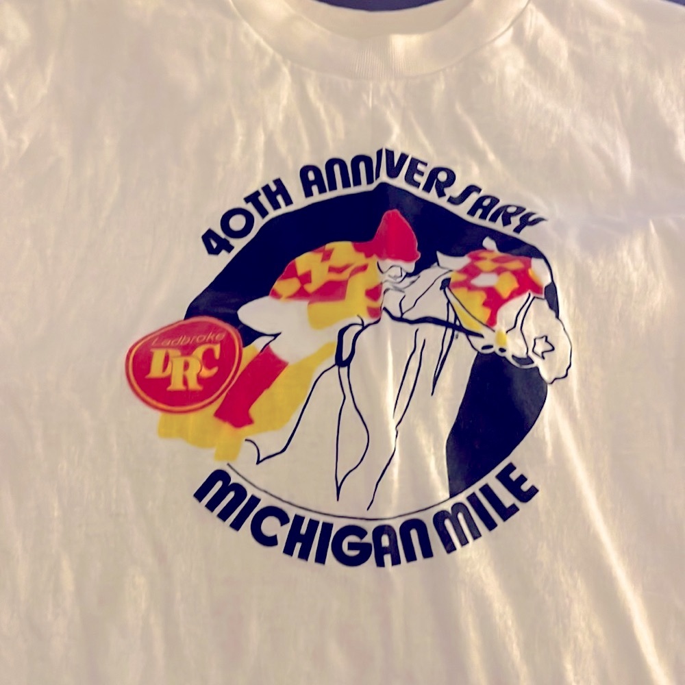 Vintage 40th anniversary Michigan mile t shirt deadstock horse racing rare